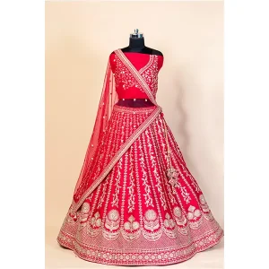 APPLE RED SILK LEHENGA